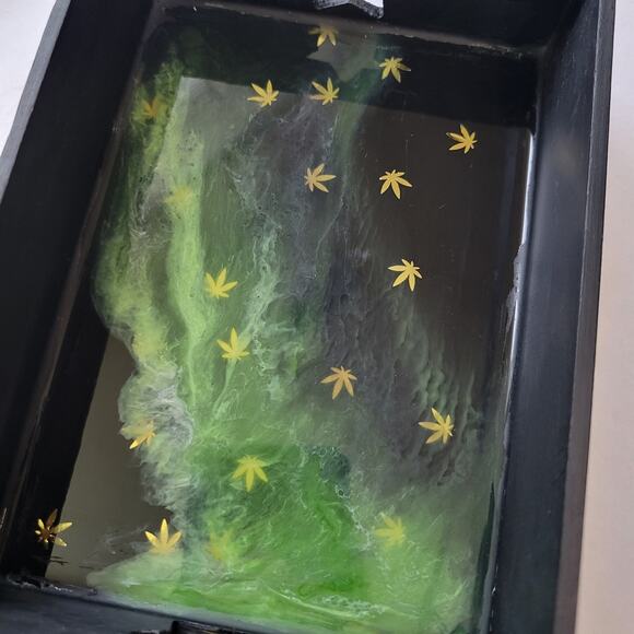 Handcrafted "Green Galaxy" Resin Tray Art Piece - Picture 3 of 6